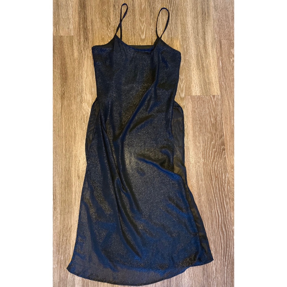 Long black side slit shirt